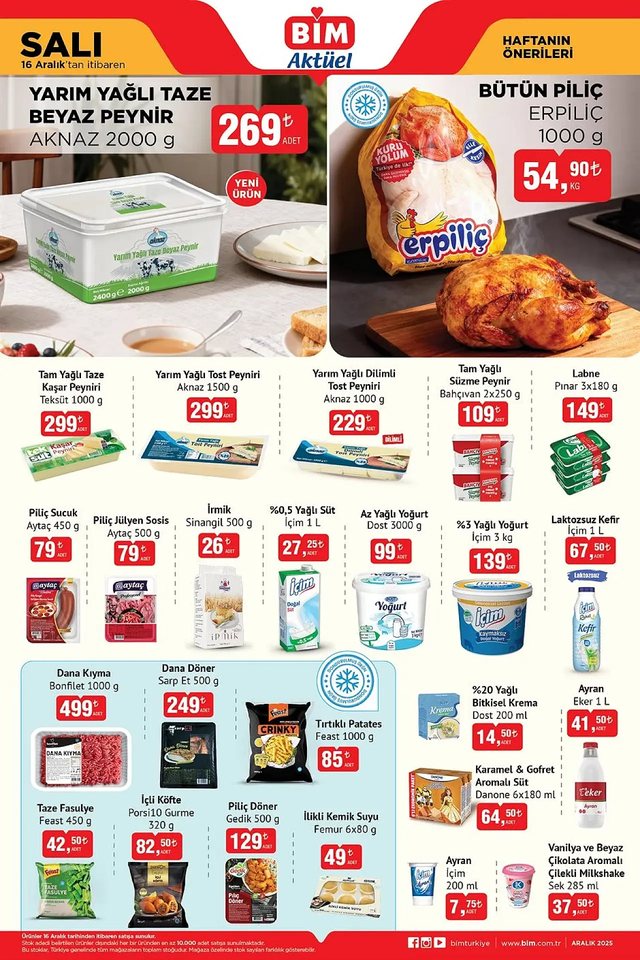 BİM Aktüel 16 Aralık 2025 Salı Şov Yapıyor: Beyaz Peynir 2 KG ve Piliç Etinde Şaşırtan Fırsatlar!
